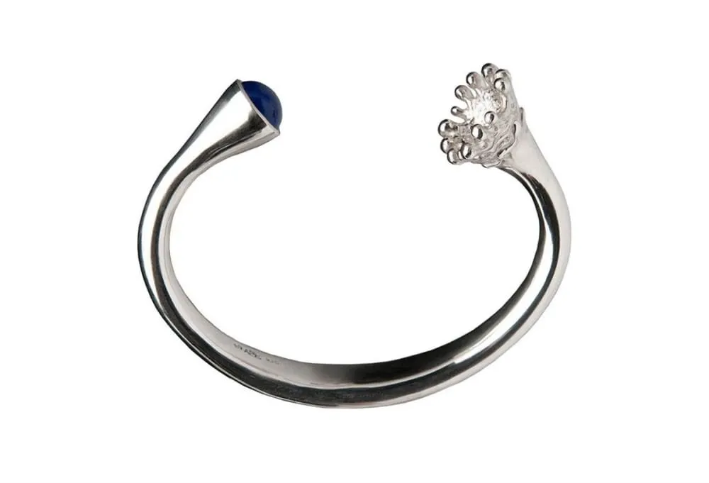 Sterling Silver Cuff Bracelet With Lapis Lazuli: Water Drop And Splash