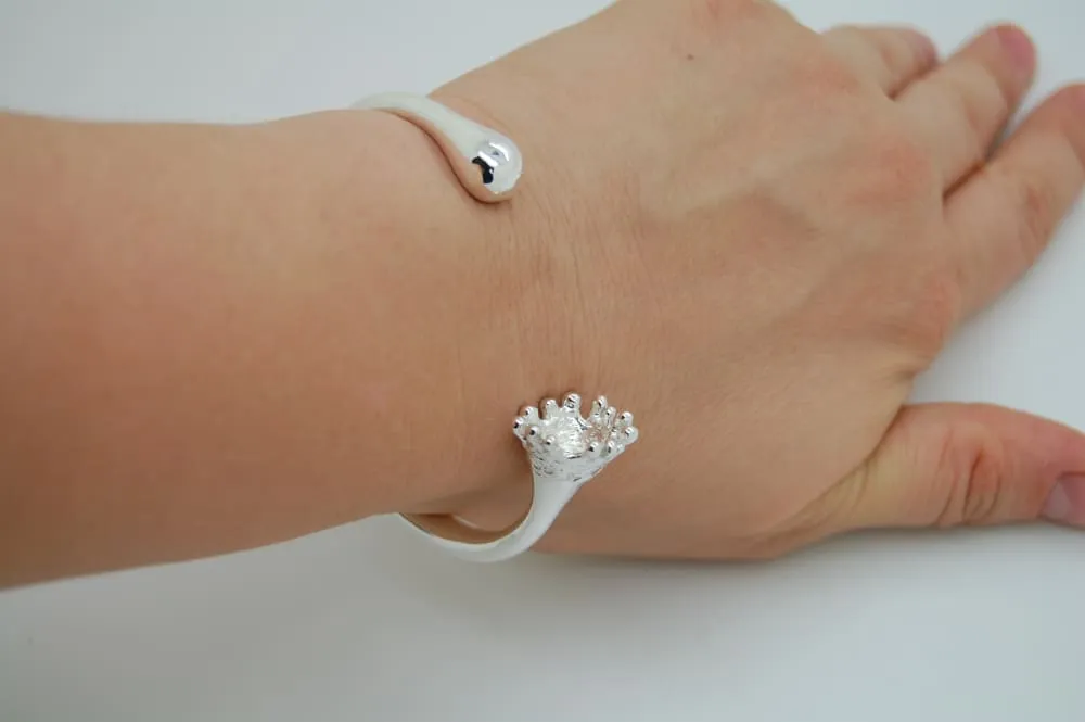 Sterling Silver Cuff Bracelet With Lapis Lazuli: Water Drop And Splash