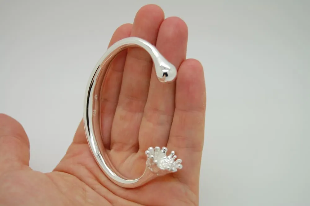 Sterling Silver Cuff Bracelet With Lapis Lazuli: Water Drop And Splash