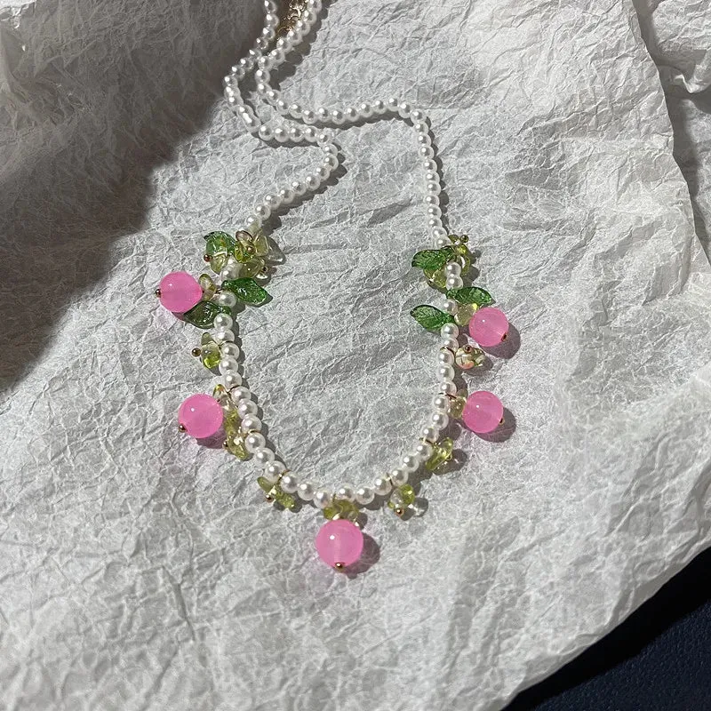 TAVIMART  -  New Trendy Fruit Imitation Pearls Necklace Women Handmade Beaded Necklace For Women Jewelry Gift