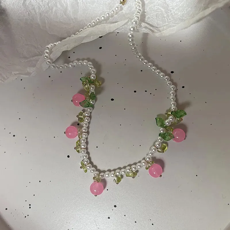 TAVIMART  -  New Trendy Fruit Imitation Pearls Necklace Women Handmade Beaded Necklace For Women Jewelry Gift
