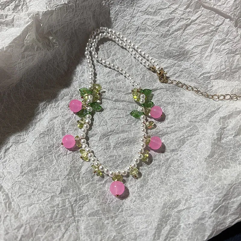 TAVIMART  -  New Trendy Fruit Imitation Pearls Necklace Women Handmade Beaded Necklace For Women Jewelry Gift